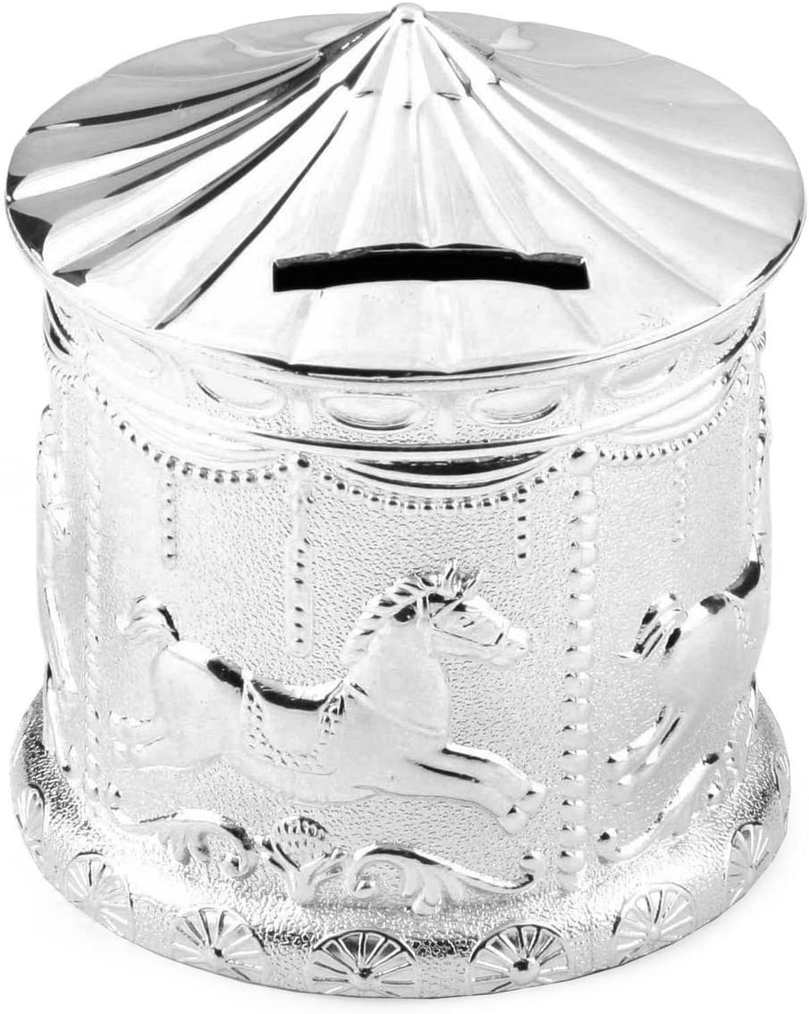 BBs -b- Silver Plated carousel Money box 6296